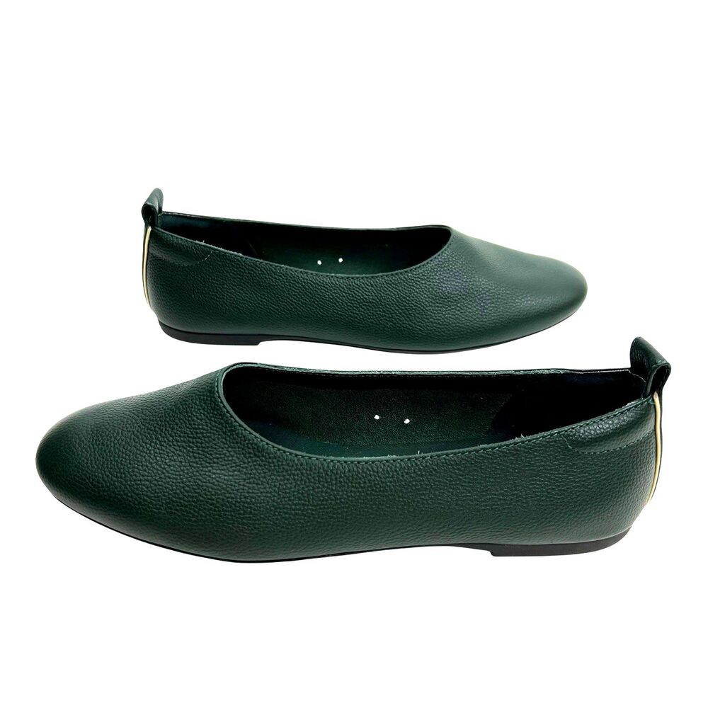 Everlane The Italian Leather Day Glove Flats Womens Size 8 Dark Green Shoes - Picture 3 of 14